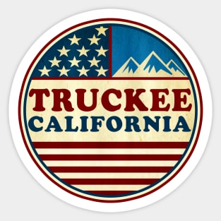Truckee California Skiing Mountains Stars And Stripes Ski CA Sticker